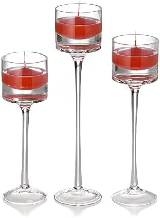 yummi Set of 18 Floating Candles and Monet Stem Holders - Brick