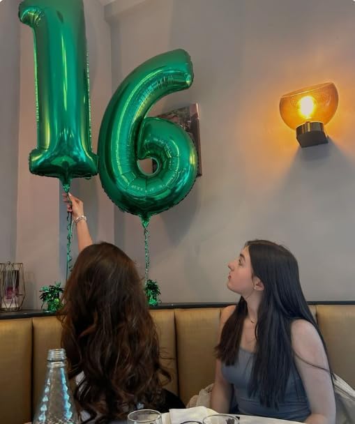 Green 40 Inch 10 100 Number Balloons, 10 100 Decorations for 10 100 Birthday, Foil Giant Birthday Graduations Anniversary Party Balloons