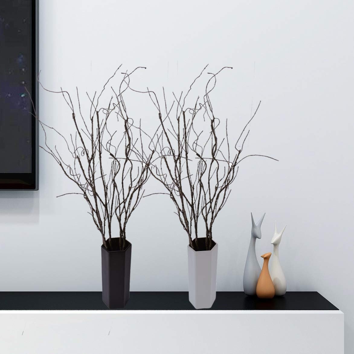 10PCS Lifelike Curly Willow Branches Decorative Dried Artificial Twigs, 30.7 Inches Fake Bendable Sticks Vintage Vines/Stems DIY Greenery Plants Craft Vases Home Garden Hotel Farmhouse Decor