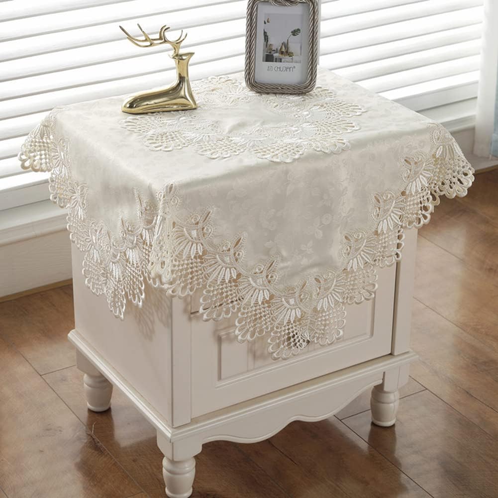 vctops Damask Lace Patchwork Tablecloth Luxury Square Small Table Cover Elegant Floral Embroidered Lace Table Cloth for Party Kitchen Dinning Picnic Decoration (Type A,22"x22")