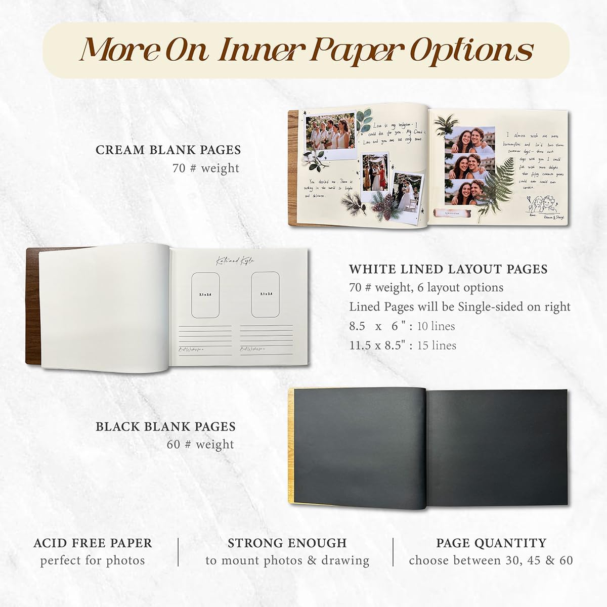 Customized Wooden Guest Book for Weddings, Funerals & Events - Personalized Keepsake Memory Book with Engraved Name & Design (A5-5.83Γ8.27inch)