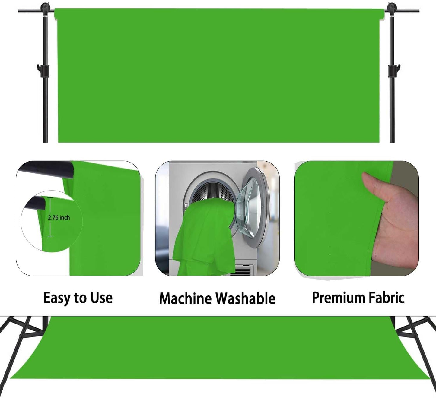 Green Screen Backdrop, Product Photo Backdrop for Photoshoot, Photography Background for Streaming Video Studio 6FTx9FT