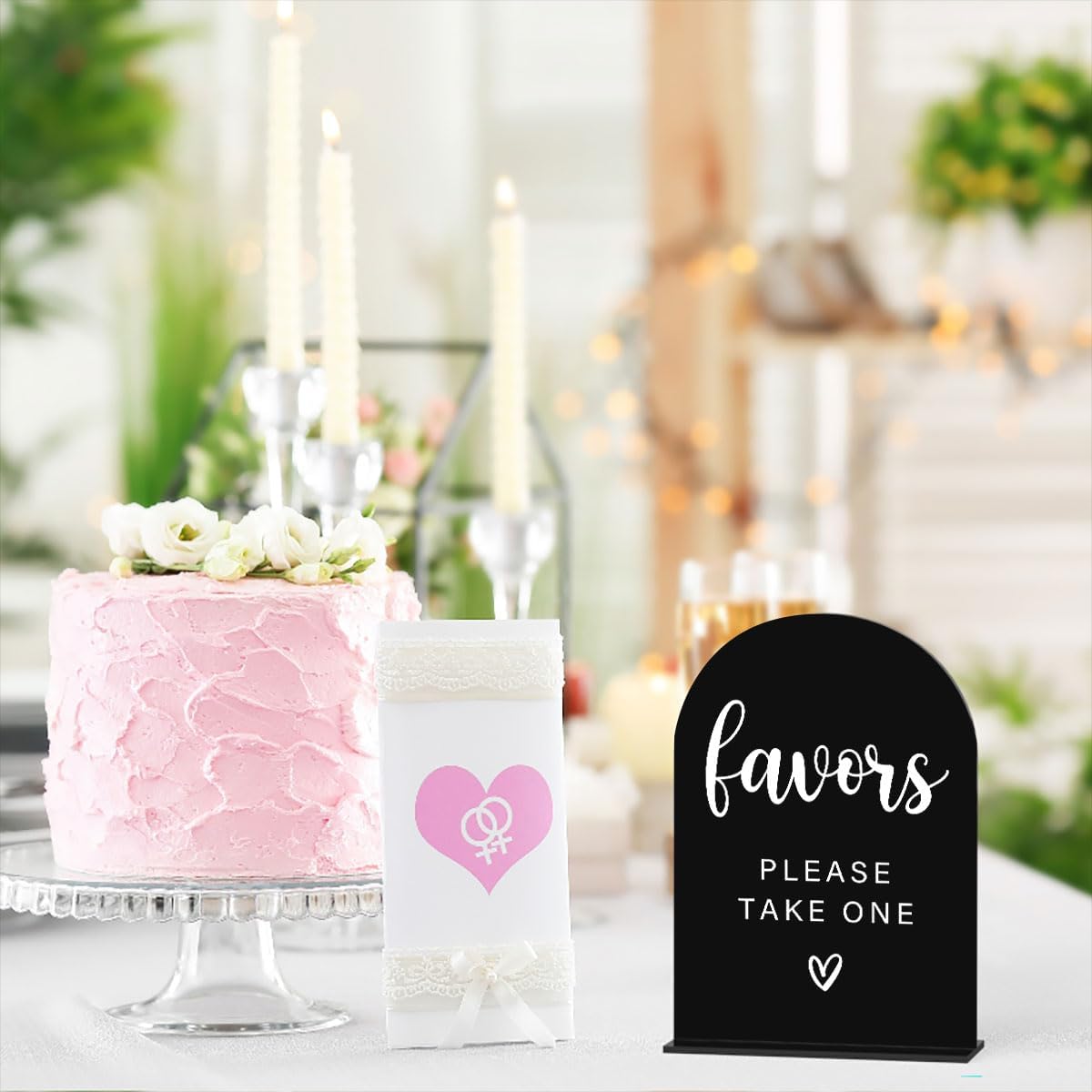 Acrylic Wedding Sign, Bridal Shower Decorations, Favors Please Take One Sign for Ceremony, Modern Font Table Signs, Acrylic Table Top Signs for Wedding Reception and Event Party (Black)
