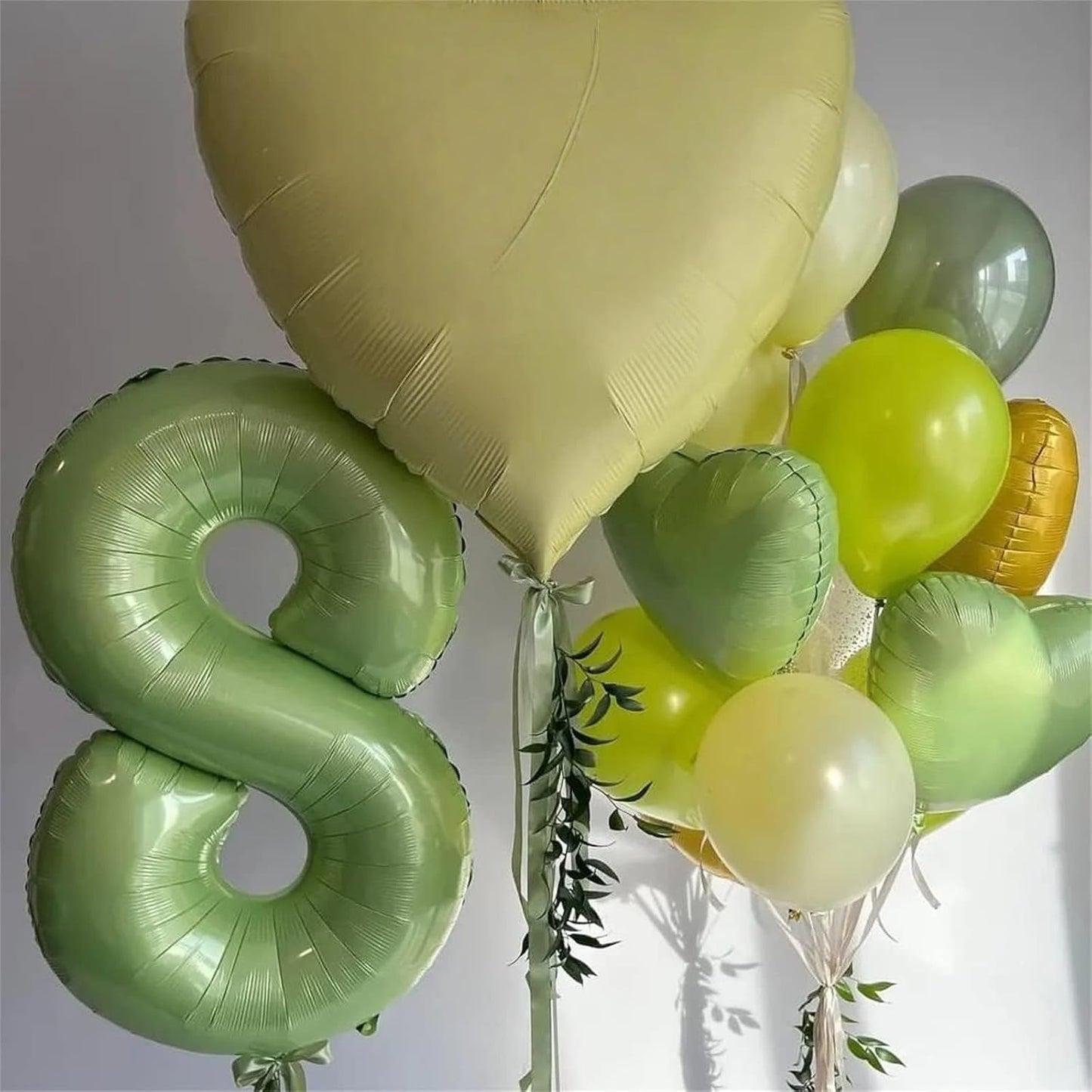 Sage Green 5 Balloons, 40" Giant Helium Foil Number 0-9 Olive Green Birthday Balloon for Boys Girls, Self Inflating Digit 5 Balloons for Women Men Anniversary Jungle Safari Party Decorations Supplies