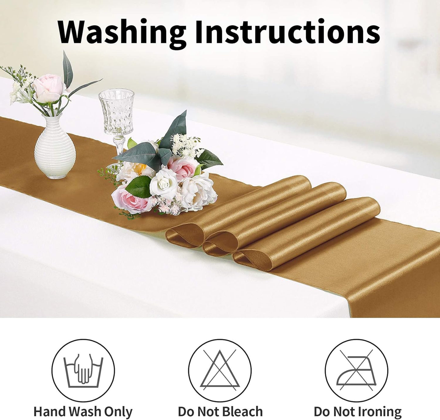 5-Pack Satin Table Runner Old Gold 12 x 108 inches Long, Table Runners for Wedding, Birthday Parties, Banquets Decorations(5 Pack, 12x108 Inch, Old Gold)