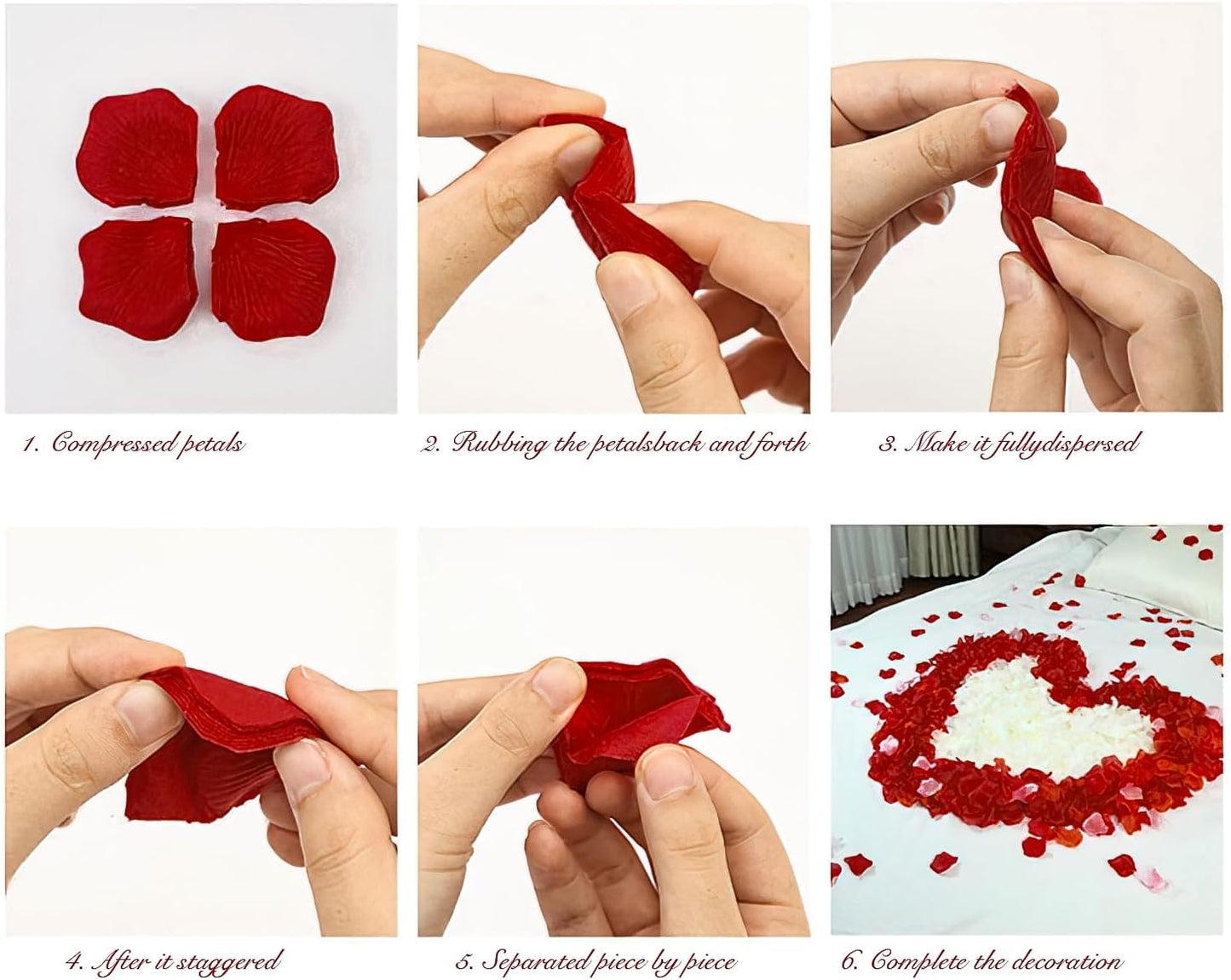 2000 Pcs Rose Petals, Artificial Flower Petals Fake Rose Petals for Romantic Night,Wedding,Proposal Anniversary Flower Decorations(Dark Red, 2000pcs)