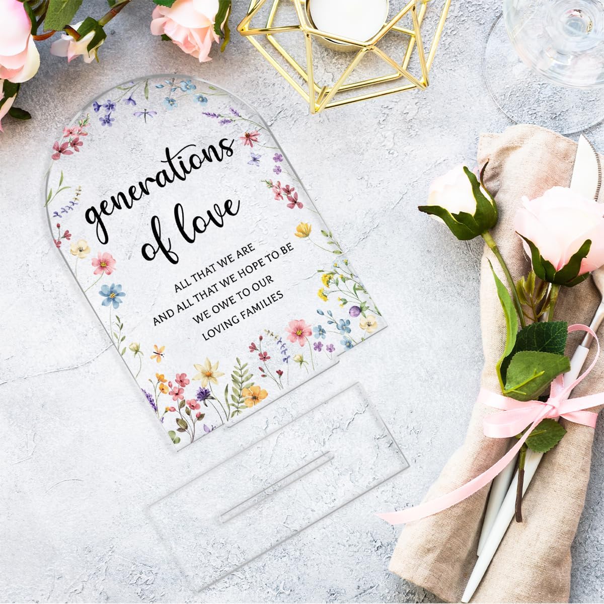 Wedding Sign,Genrations of Love Sign, Wedding Supplies 5x7 Inch, Kids Wedding Activities Acrylic Plaque, Please Help Yourself Sign, Wedding Signs for Ceremony Reception (Flower) decorative-signs183