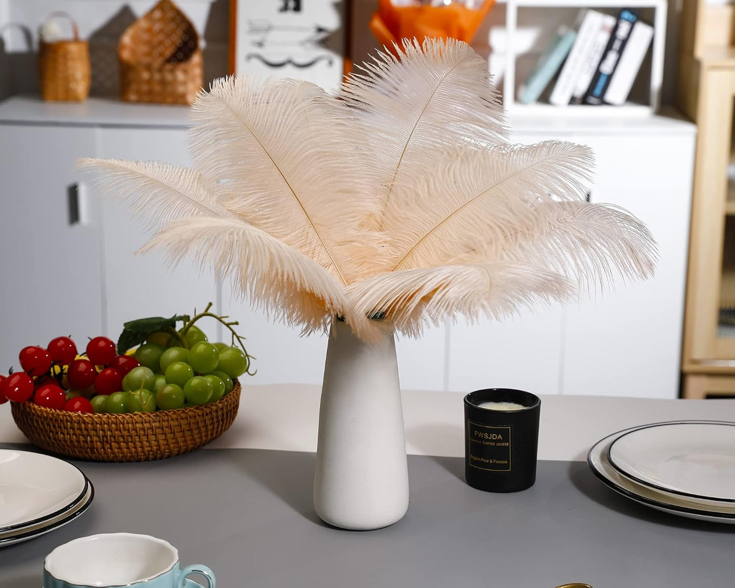Ballinger Light Salmon Ostrich Feathers - 24pcs 12-14inch Big Feathers for Crafts,Wedding Party Centerpieces and Home Decor