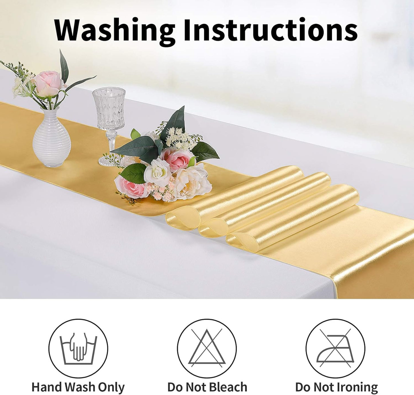 5-Pack Satin Table Runner Light Gold 12 x 108 inches Long, Table Runners for Wedding, Birthday Parties, Banquets Decorations(5 Pack, 12x108 Inch, Light Gold)