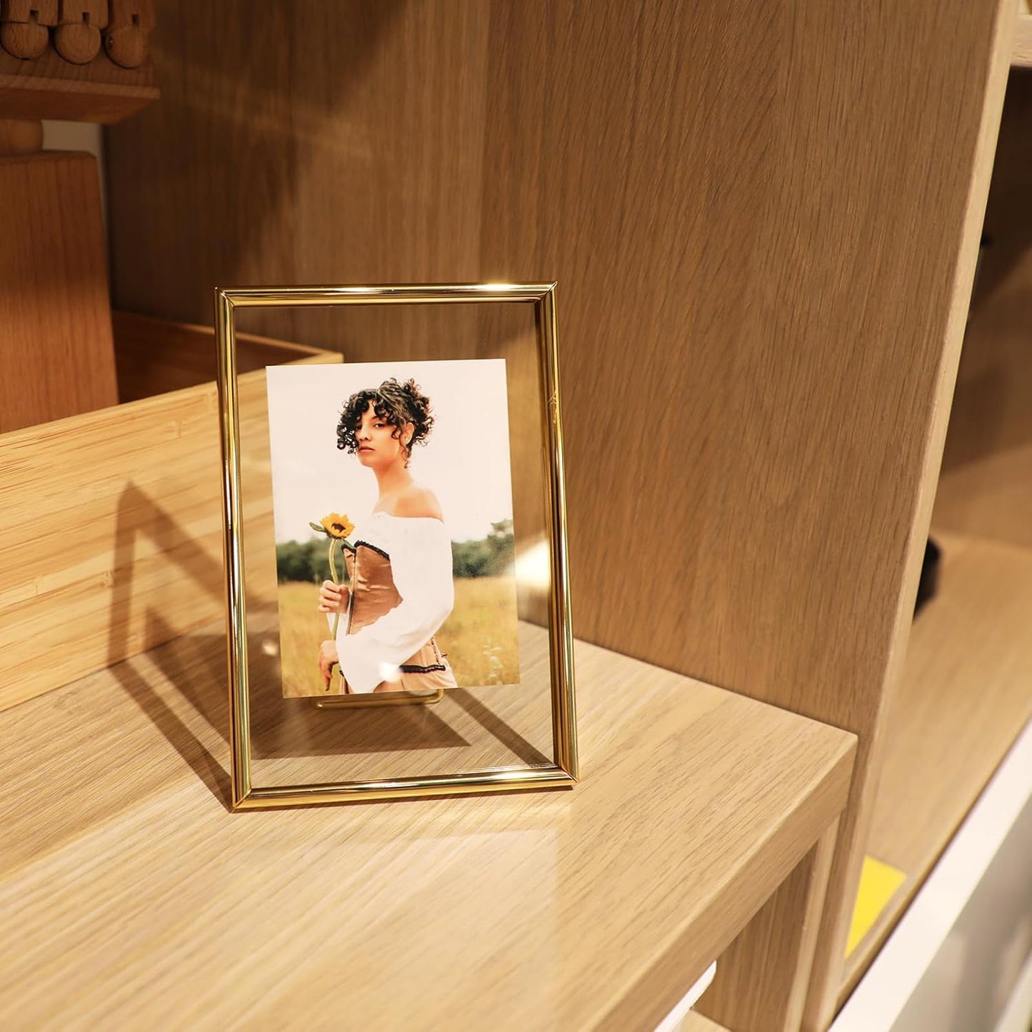 Gold Floating Frame (4"x6",Vertical) with Romantic Heart, For Picture 3x5, 2x3,1x2, Tabletop Shelf Photo Frame, Classy Gift For Festival, Home or Wedding…