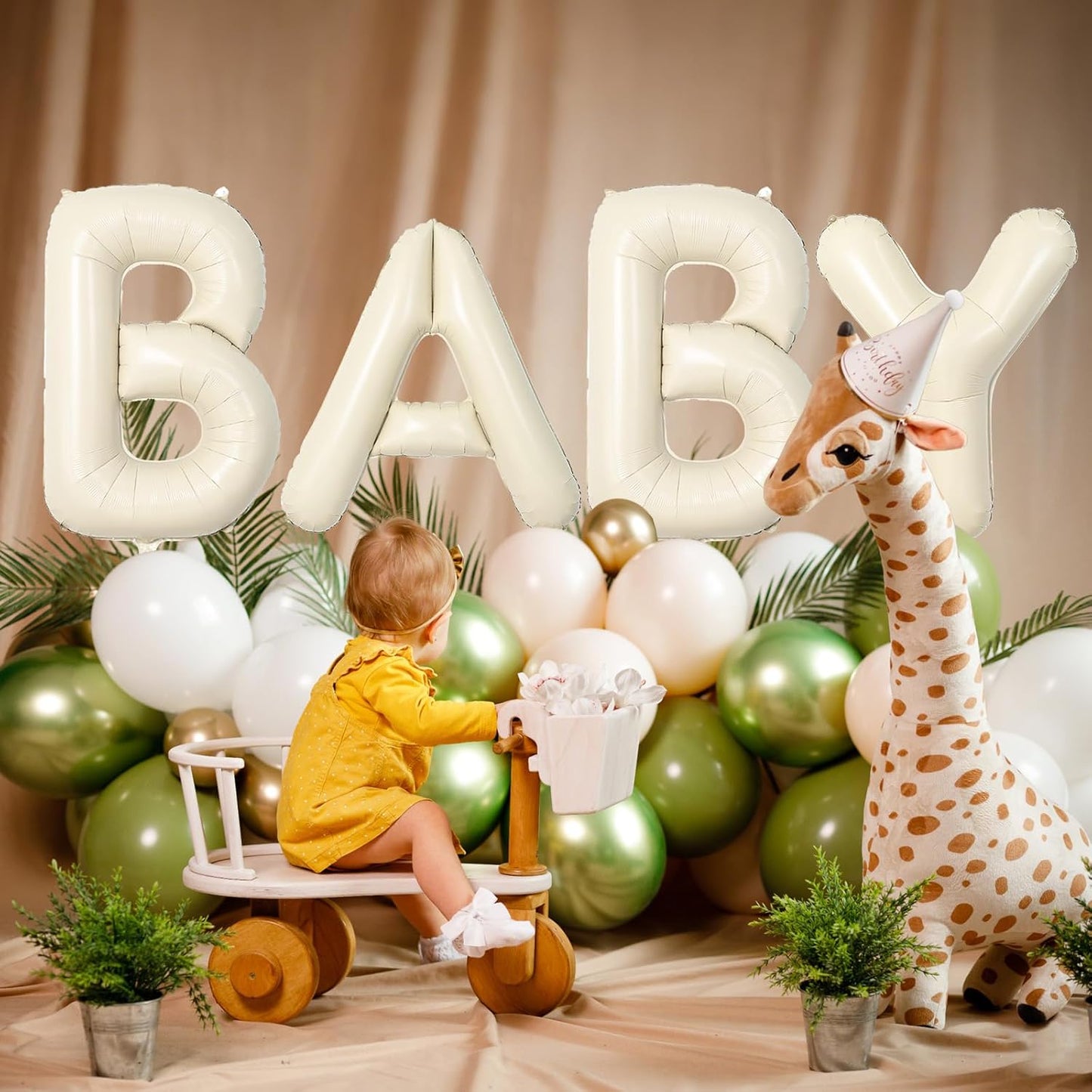 40 Inch Letter Balloons O, Big Custom A-Z Alphabet Foil Name Balloon Cream White, Self Inflating Beige Customize Helium Balloon Letters O for Women Girls One Birthday Oh Baby Shower Party Decorations