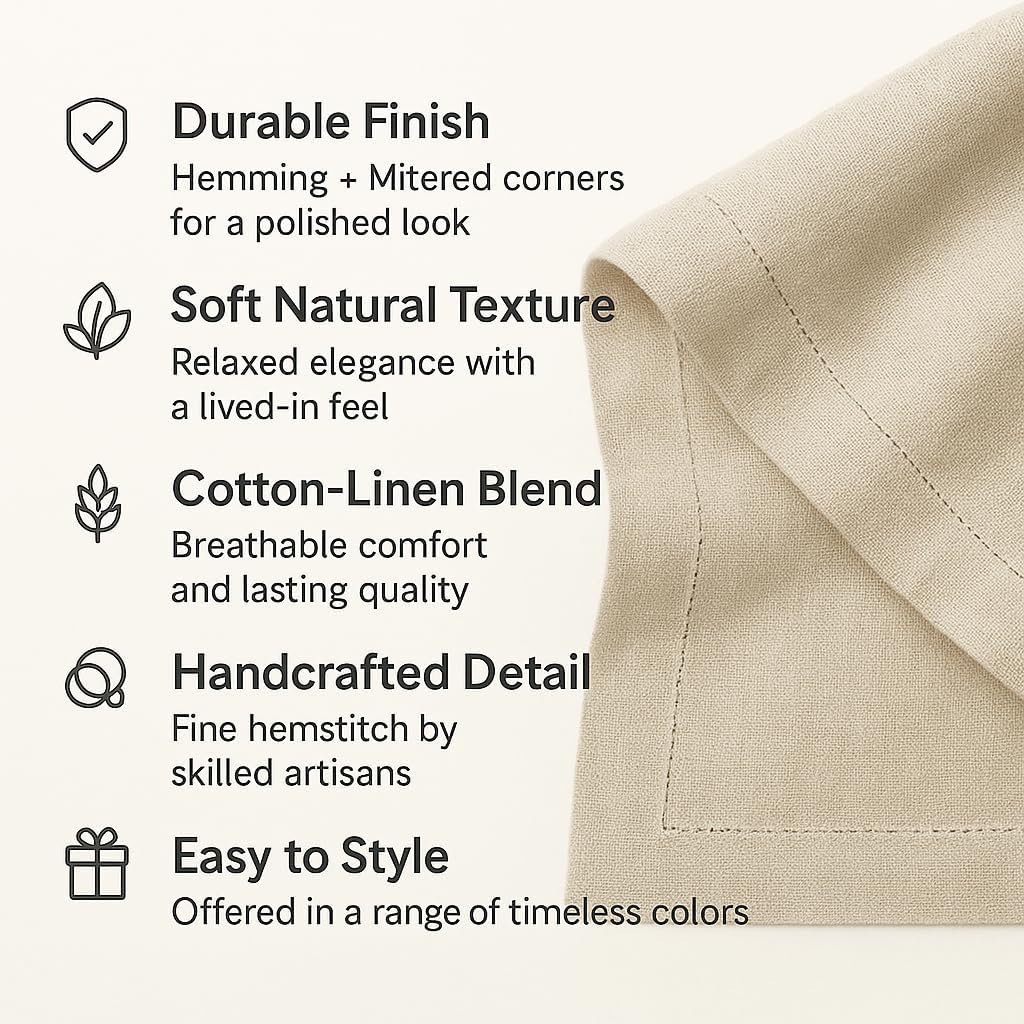 Green Table Runner 90 Inch – Cotton Linen Hemstitch Farmhouse Table Runner 14x90 – Washable Fabric for Dining Table, Spring, Summer, Wedding, Christmas, Everyday Décor – Serena