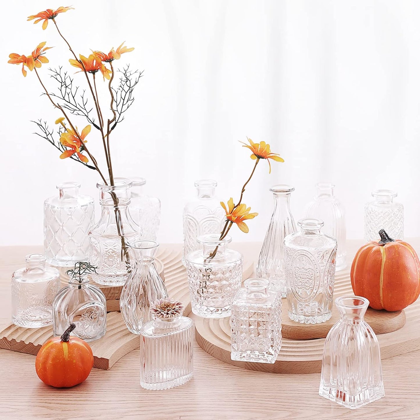 Arme Glass Bud Vase Set of 32 Pcs,Small Glass Vases for Flowers,Clear Bud Vases in Bulk,Vintage Vases for Centerpieces,Small Glass Bud Vase for Rustic Wedding Decorations,Home Table Flower Décor
