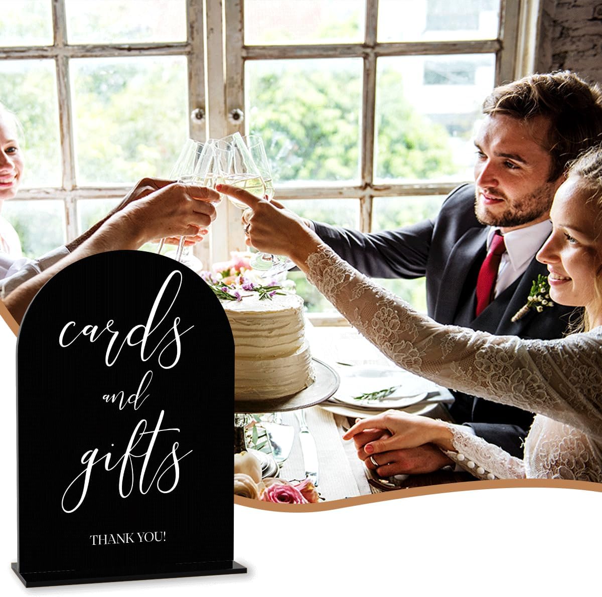 Black Cards and Gifts Sign, Wedding Engagement Bridal Shower Baby Shower Party Decor for Reception Reception, Weddings Acrylic Sign