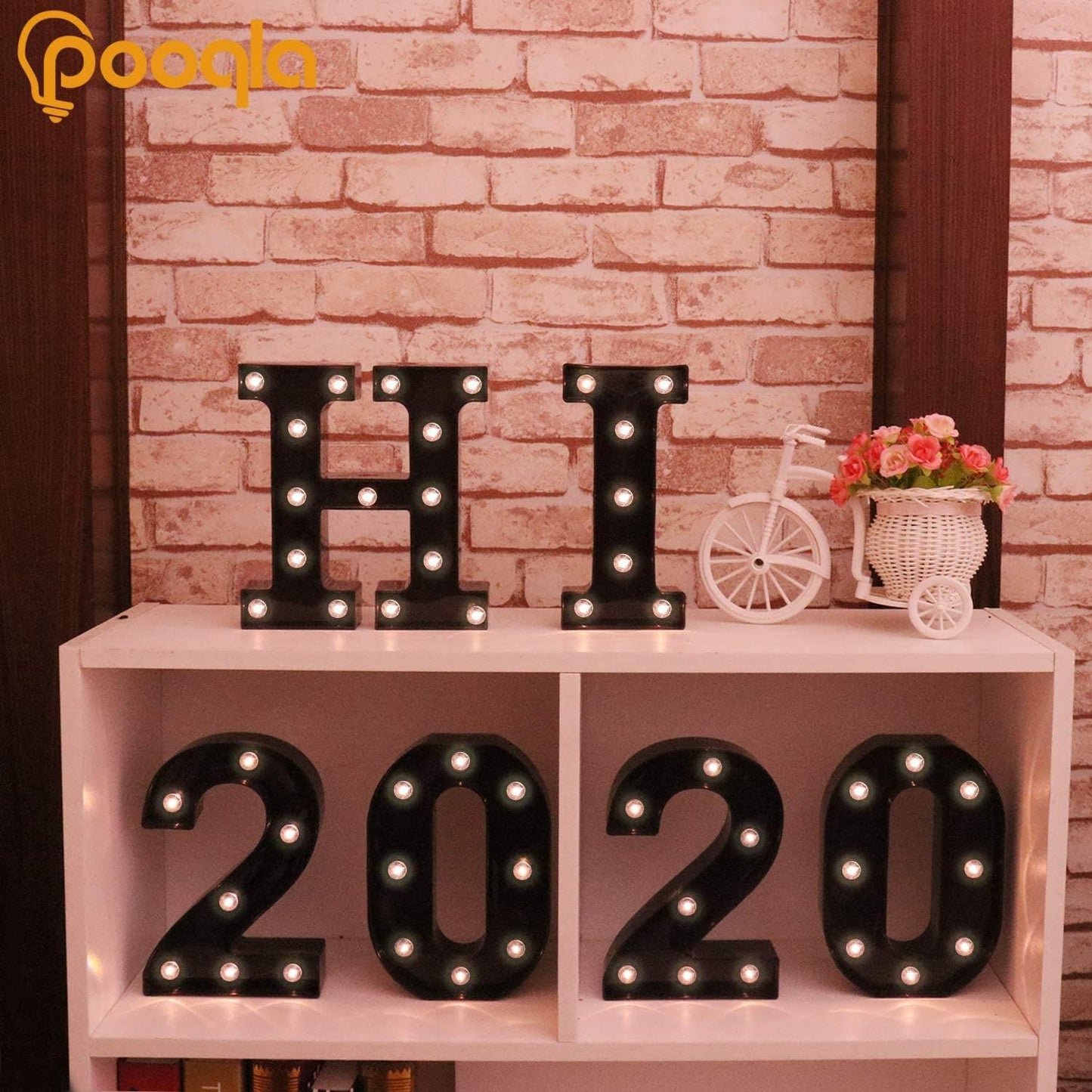 Pooqla Decorative LEDs Illuminated Letter Marquee Sign - Alphabet Marquee Letters with Lights for Wedding Birthday Party Christmas Night Lights Lamp Home Bar Decoration I, Black