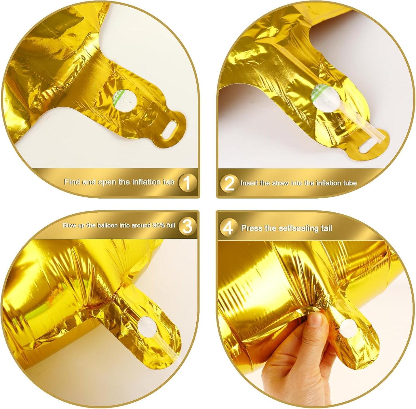 40 Inch Gold Large Number 4 Birthday Balloon, Giant Number Four 14 24 34 40 44 2024 Balloons, Foil Mylar Big Balloons for Anniversary Graduation Supplies Decorations