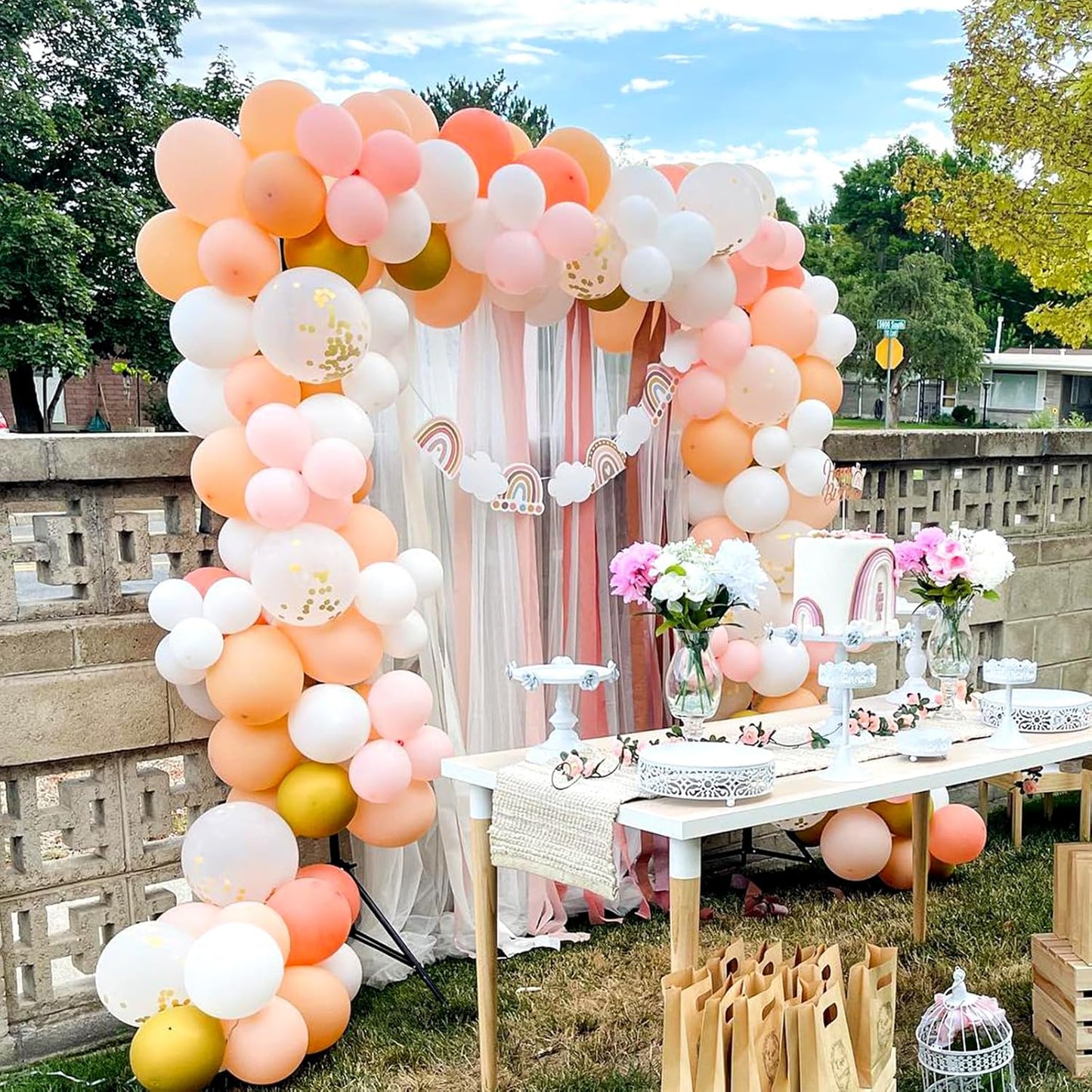 KICNIC Balloon Arch Strip, 49ft Balloon Tape and 300 Glue Point Dots, Balloons Arch Kit for Garland, Party, Birthday, Baby Shower, Graduation, Graduation Decorations