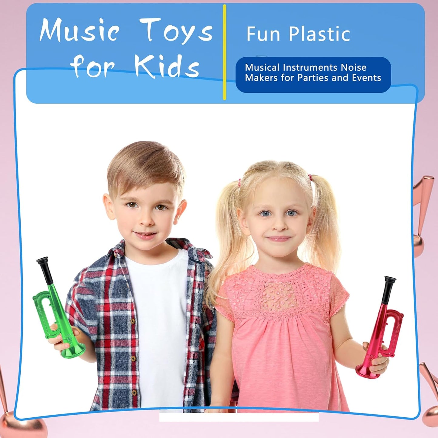 18 Pack 7 Inch Kid Trumpet Instrument Mini Trumpet Toys Kids Horn Musical Instruments Musical Educational Toys for Kids Parties and Events Cool Birthday Party Favors