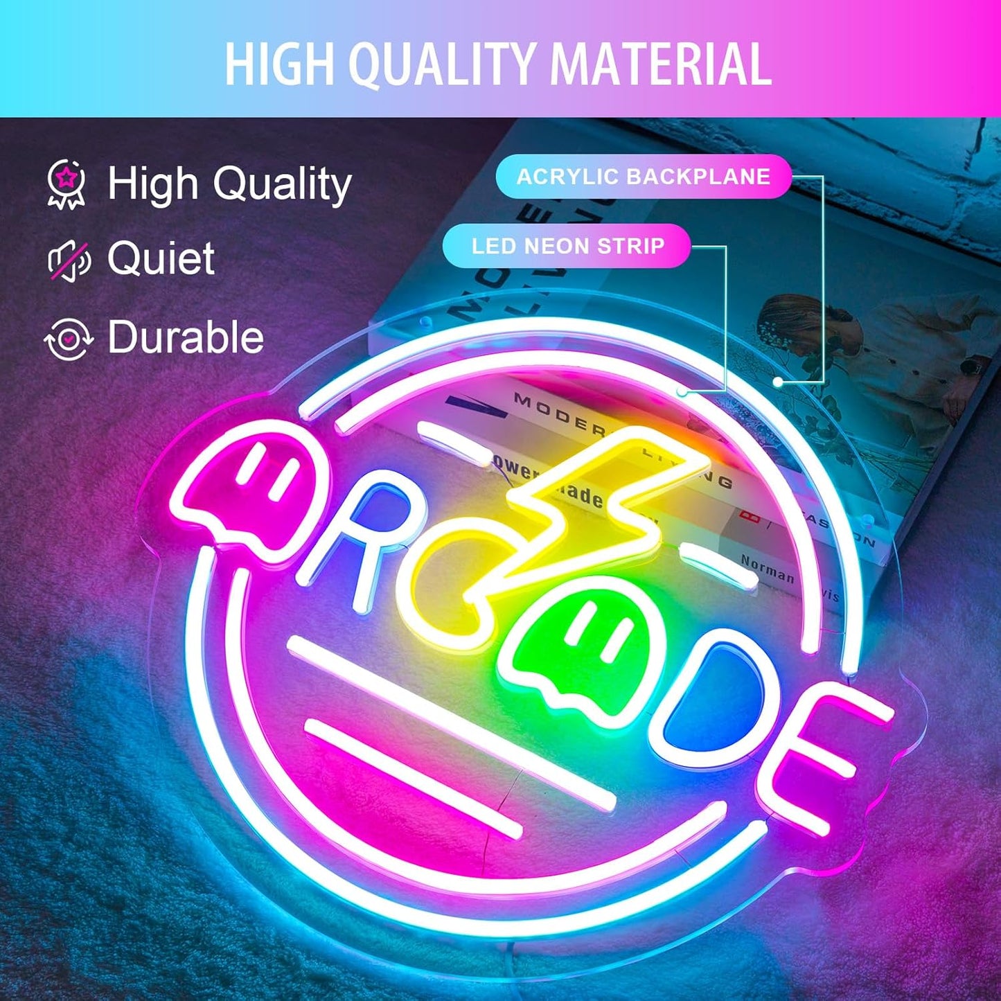 Gamer Neon Sign for Gamer Room Decor, Dimmable Arcade Neon Signs for Wall Decor, USB Powered Bright LED Neon Gaming Signs for Boys Room, Best Gamer Gifts for Teenage Boys, Kids(13.3âx13.3â)