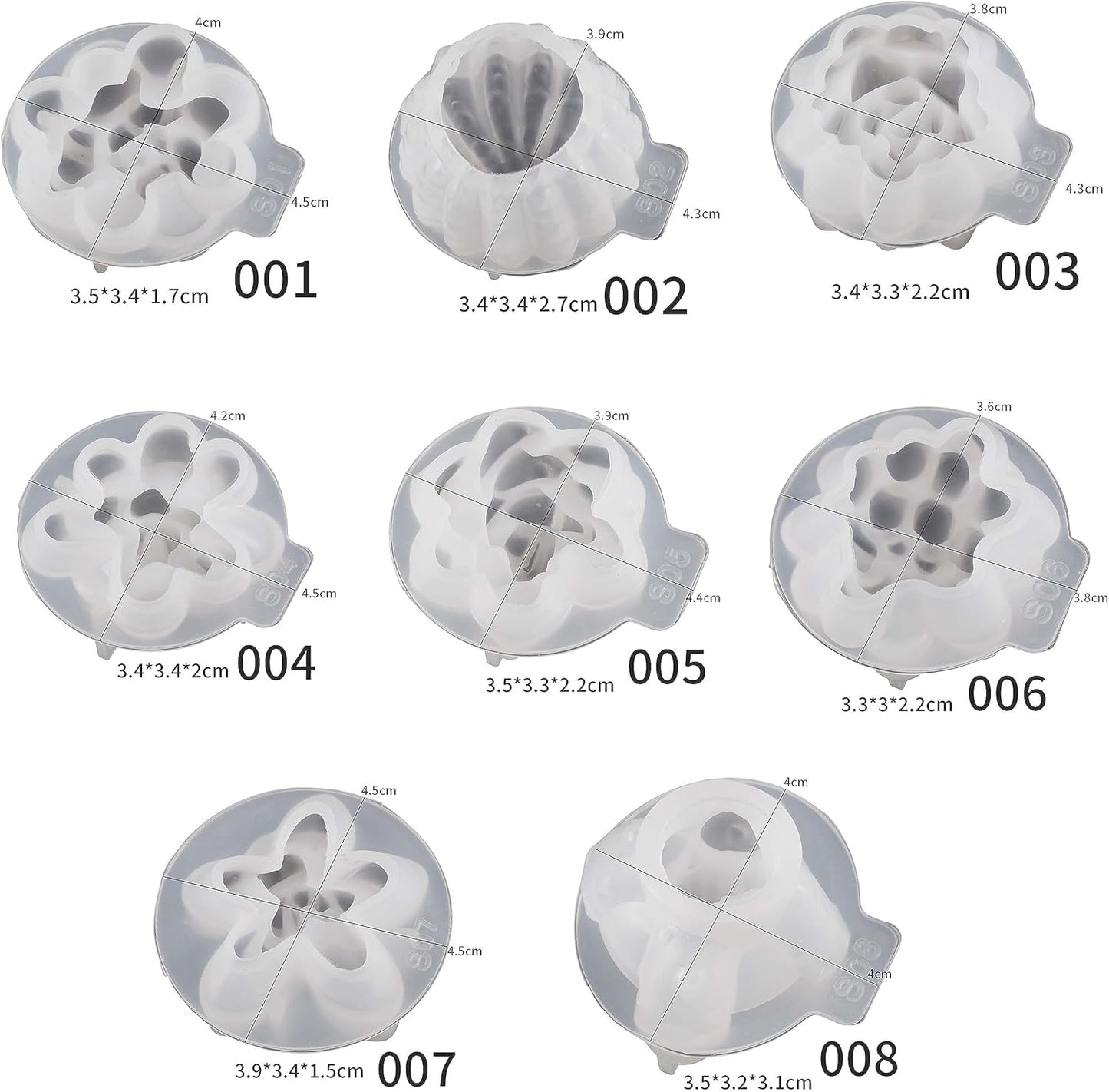 8-in-1 Resin Casting Molds - Succulent & Floral Designs, Jewelry & Candle Making, Silicone & Soap Molds