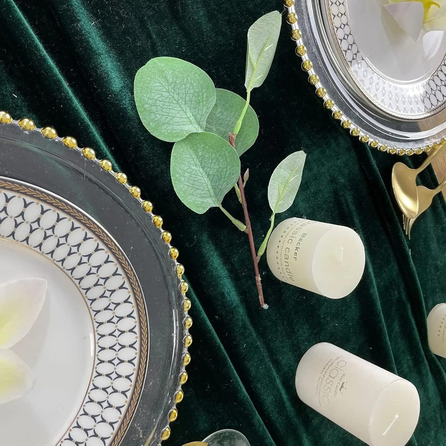 Luxurious Velvet Table Runner, 10ft Wedding Reception Decorations, 20x120inch Soft Velvet Fabric, Table Linen Overlay, Wedding Table Runners (Emerald Green, 20X120inch, 2pack)