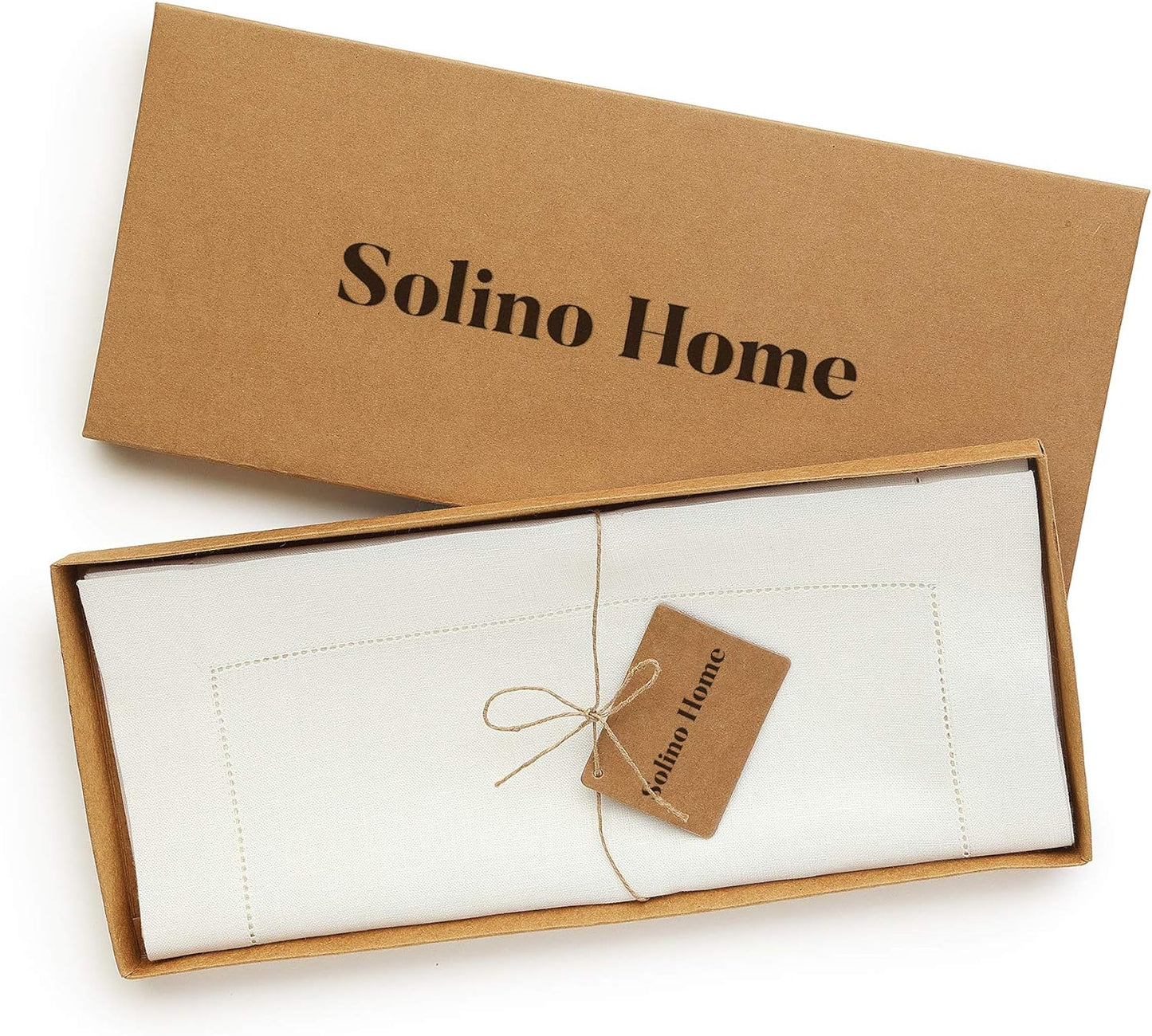 Solino Home Linen Ivory Table Runner 48 Inches - Classic Hemstitch, 100% Pure Linen Coffee Table Runner 14 x 48 Inch Ideal for Dresser Tables - Fall, Halloween, Thanksgiving, Christmas, Holiday