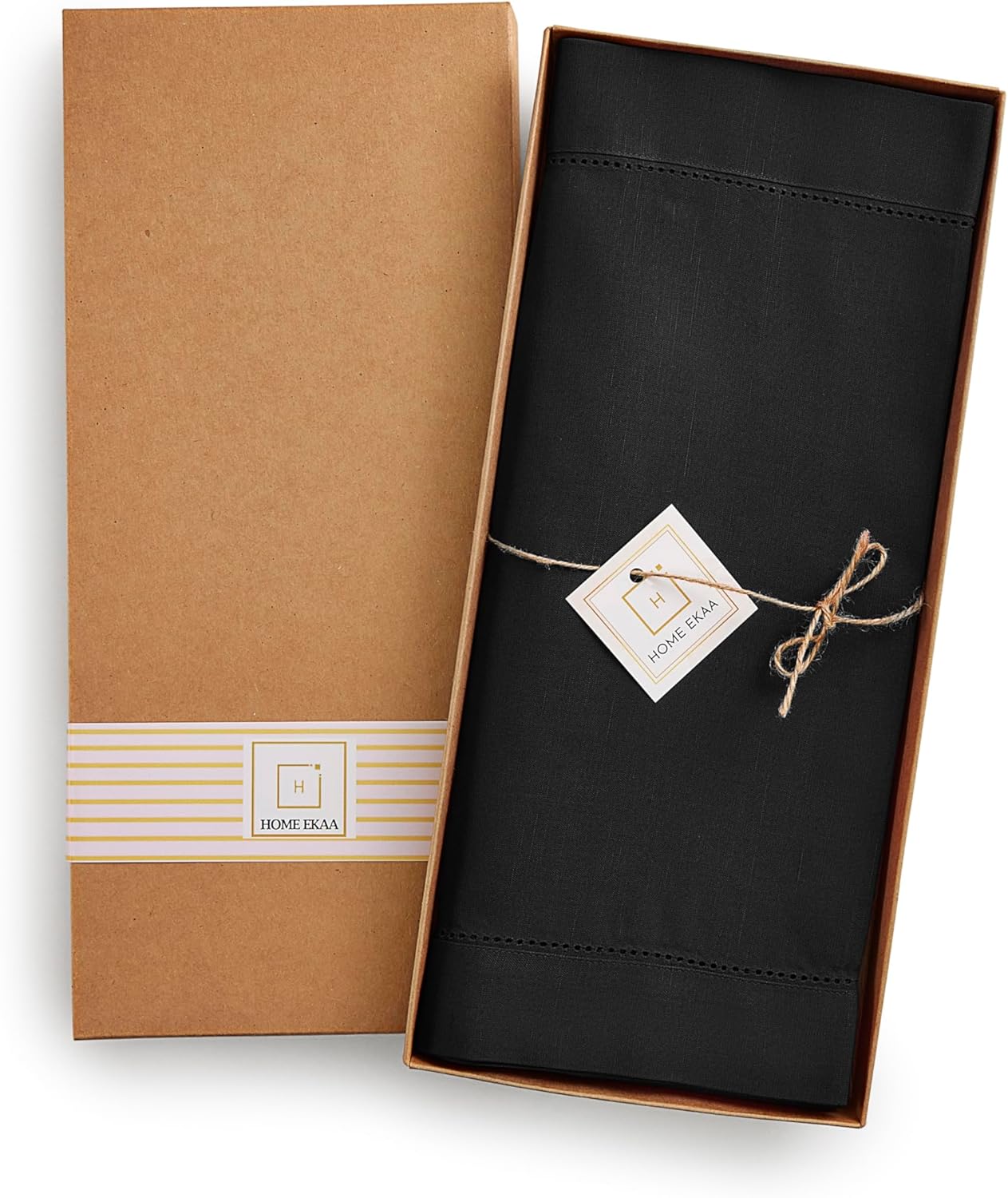 Black Table Runner 72 Inch – Cotton Linen Hemstitch Farmhouse Table Runner 14x72– Washable Fabric for Dining, Fall, Halloween, Thanksgiving, Spring, Summer, Wedding, Everyday Décor – Serena
