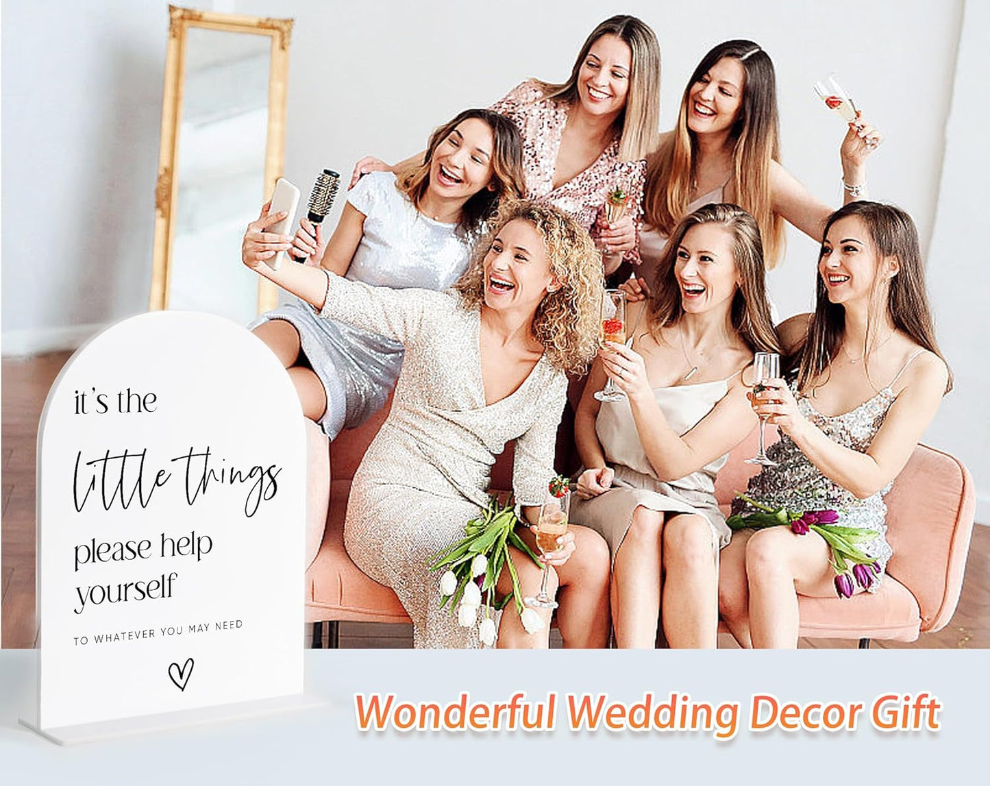 Wedding Bathroom Favors Sign, White Arch Acrylic Sign, Wedding Bathroom Basket Supplies, Bridal Shower Decorations, Engagement Party Decor, Centerpiece Table Decorations Party for Bride and Groom-4