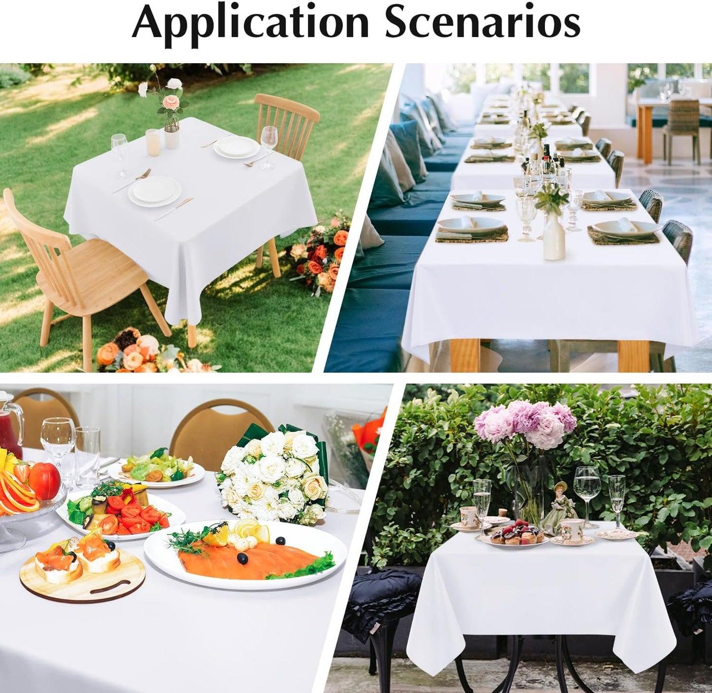 2 Pack Square Table Cloth 70X70 Inch White Washable Fabric Tablecloth Polyester Solid Dining Table Cover for Birthday Party Dinner Holiday Outdoor Indoor