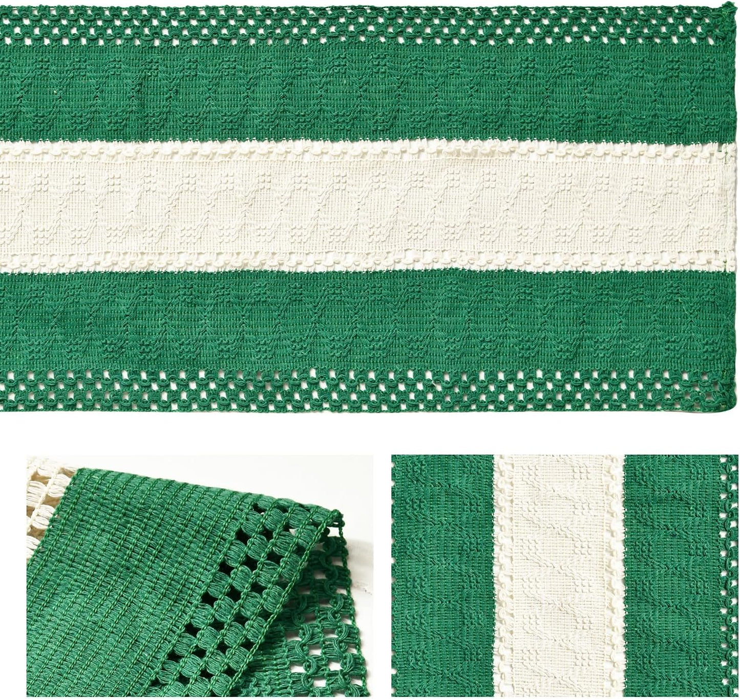Artoid Mode Dark Green Farmhouse Rustic Table Runner, Seasonal Hollow Kitchen Dining Table Decoration for Home Party Decor 12x120 Inch