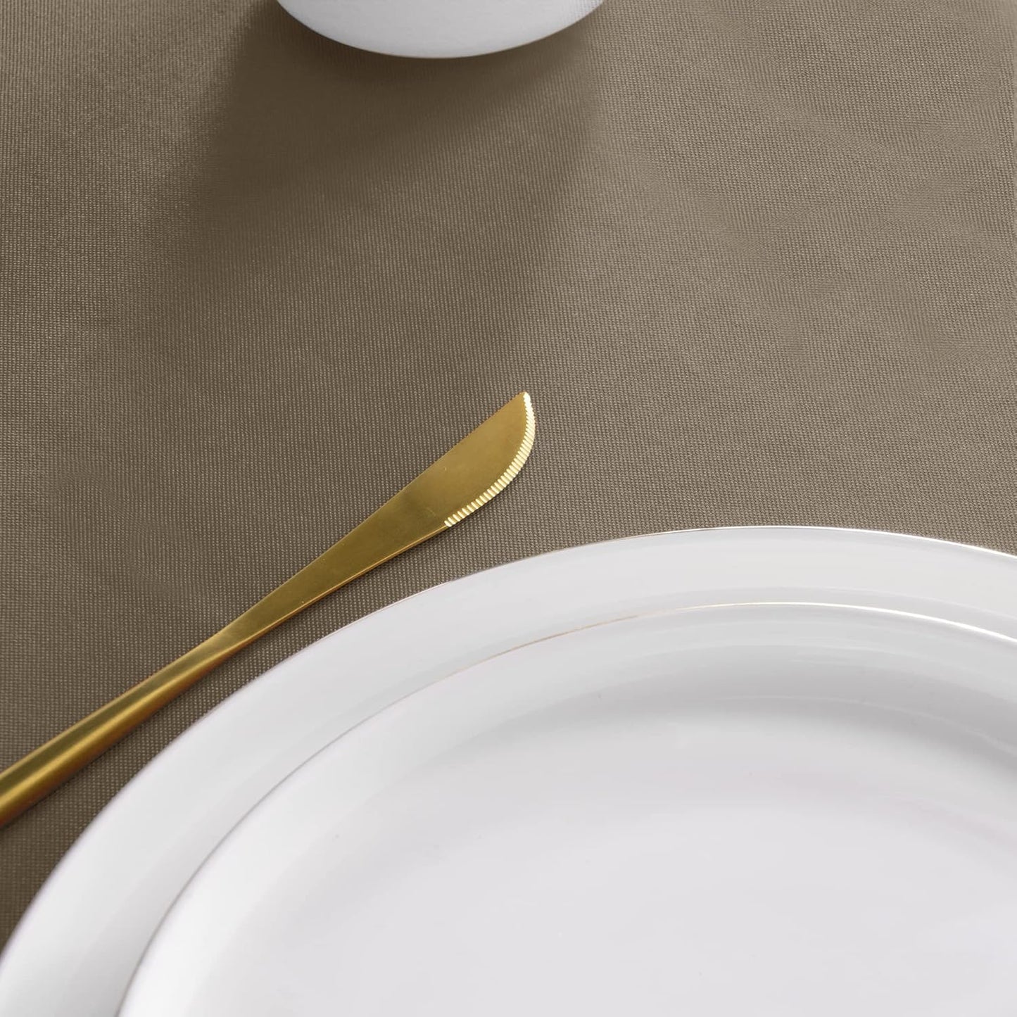 sancua Round Tablecloth - 70 Inch - Water Resistant Spill Proof Washable Polyester Table Cloth Decorative Fabric Table Cover for Dining Tables, Buffet Parties and Camping, Taupe