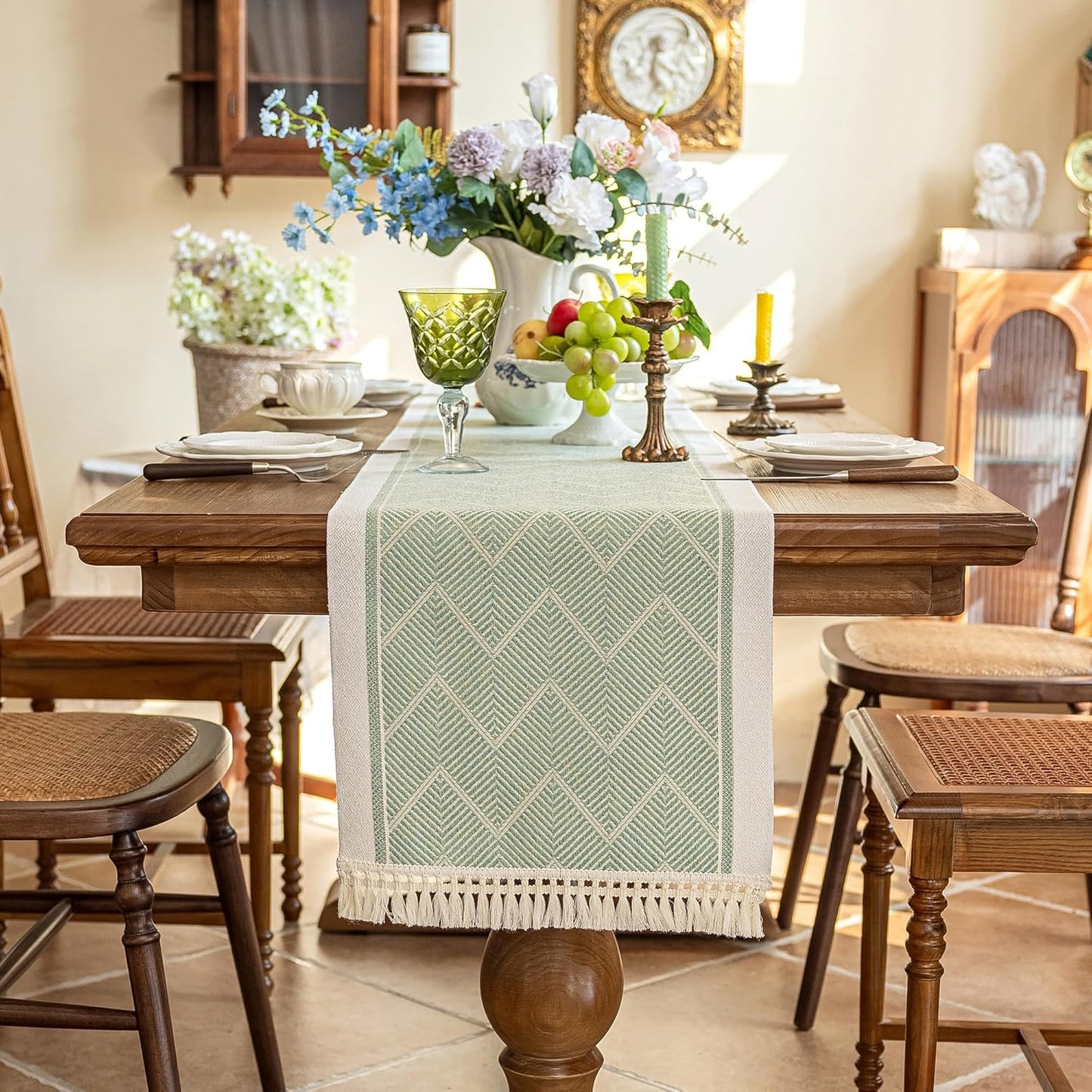 Table Runners 72 Inches Long Waterproof Boho Table Runner with Tassel Fringe,Table Runner for Party Coffee Table