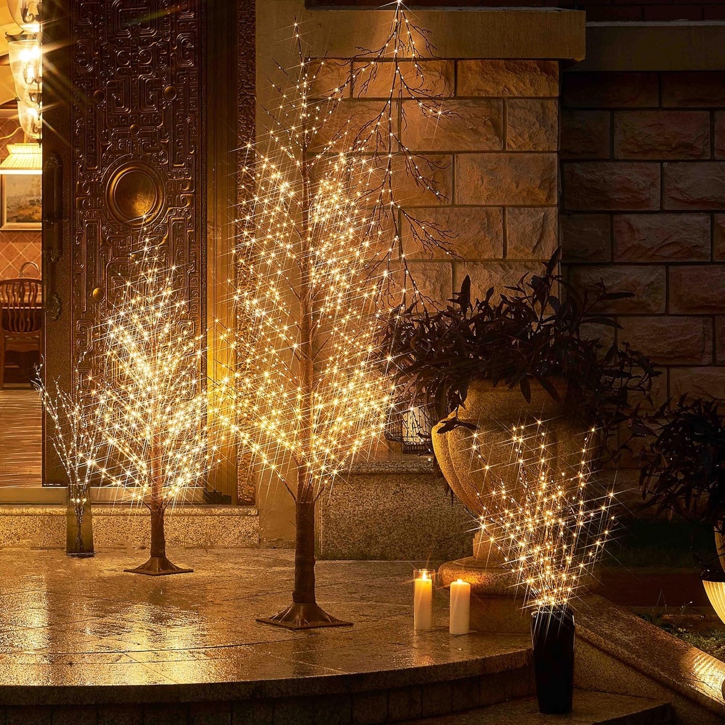 Hairui Lighted Brown Twig Branches Plug in with Dimmer and Timer 32IN 200 LED Fairy Lights, Lighted Willow Branches for Indoor Outdoor Home Room Christmas Decoration (Vase Excluded)