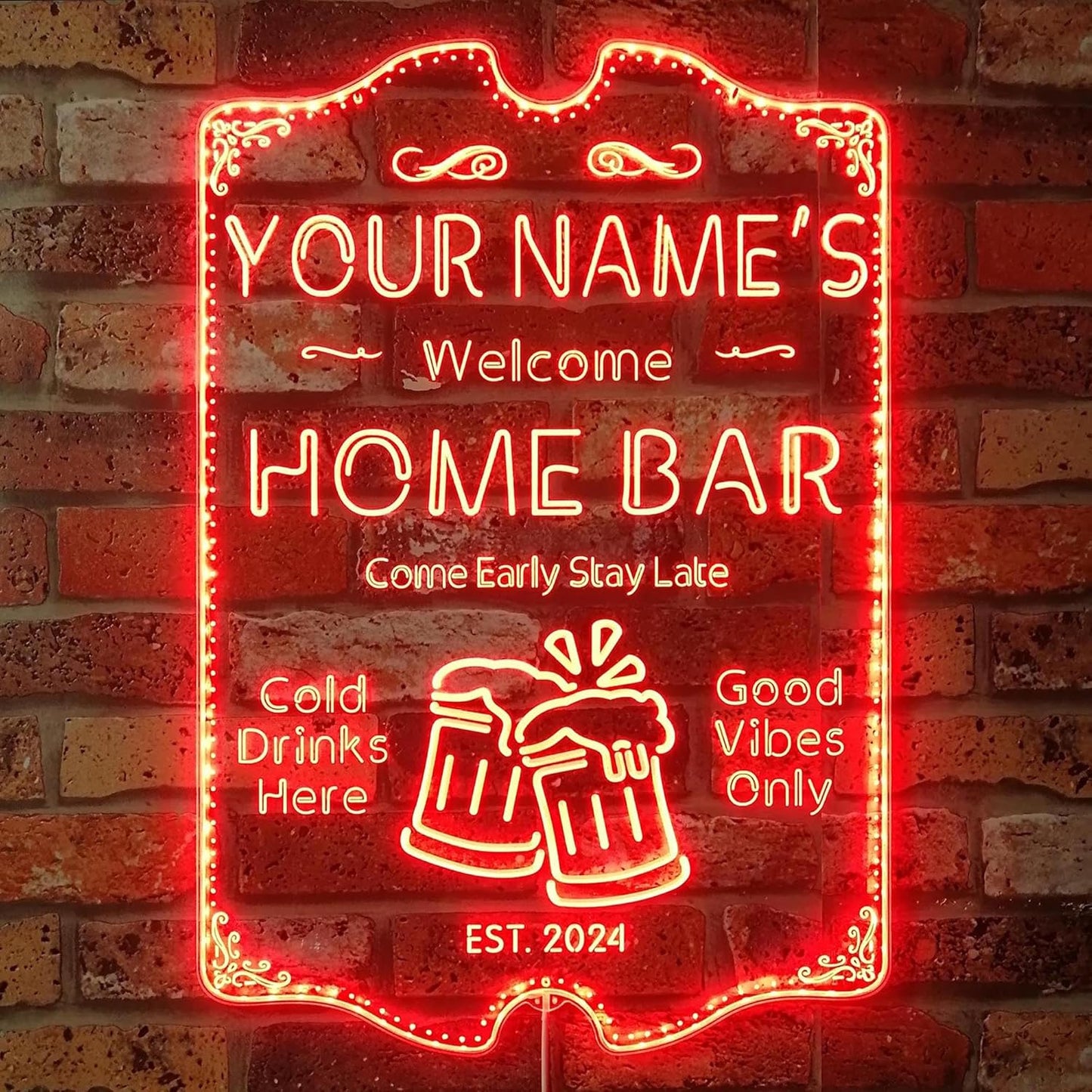ADVPRO Personalized Your Name Home Bar RGB Dynamic Glam LED Sign - Cut-to-Edge Shape - Smart 3D Decoration - Multicolor Signage st06s32-fnd-p11a-tm-c