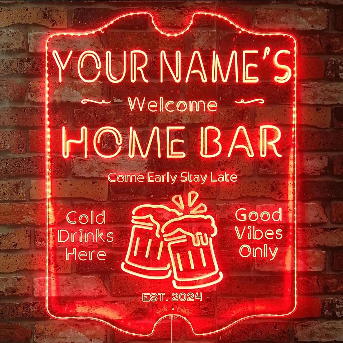 ADVPRO Personalized Your Name Home Bar RGB Dynamic Glam LED Sign - Cut-to-Edge Shape - Smart 3D Decoration - Multicolor Signage st06s32-fnd-p11-tm-c