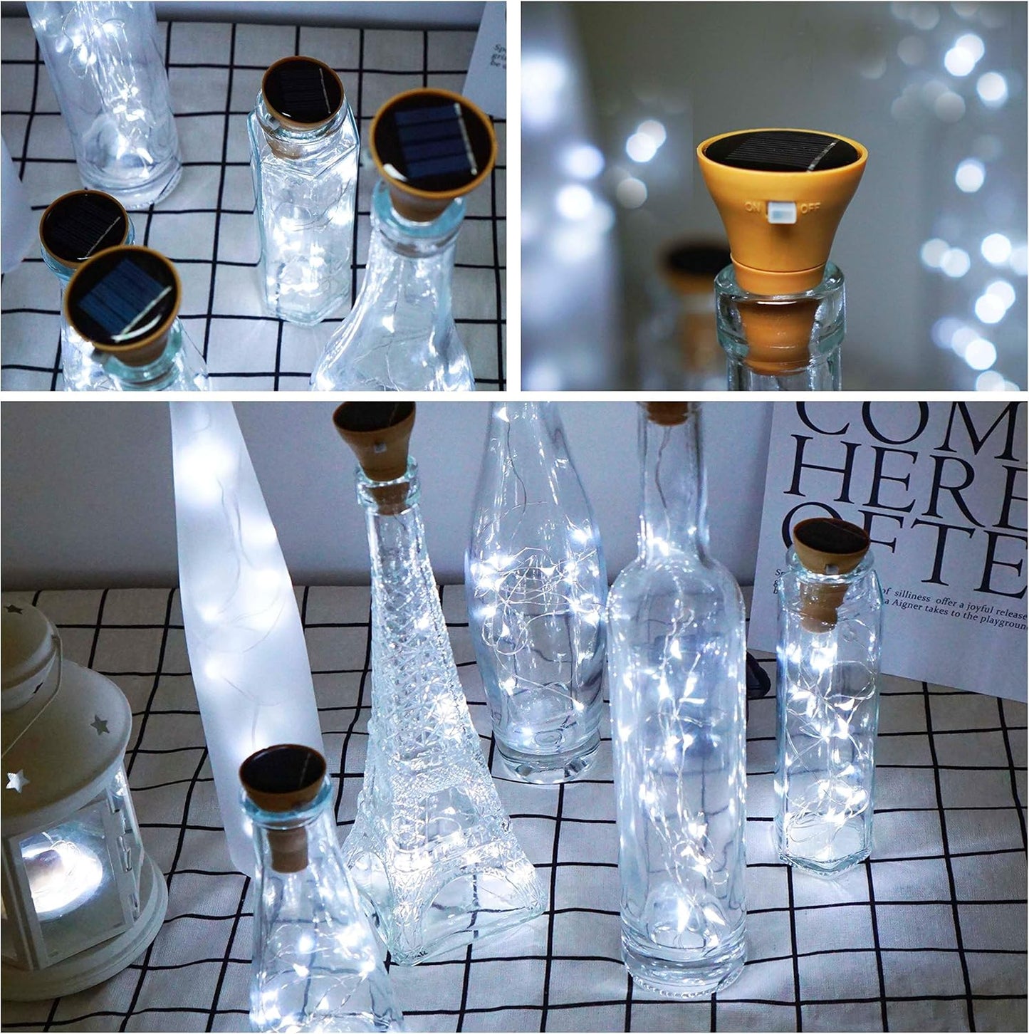 Decorman Upgraded 10 Pack Solar Wine Bottle Lights 20 LEDs Waterproof Silver Wire Cork Lights for Party, Wedding, Christmas, Holiday, Outdoor, Garden, Patio, Pathway Decor