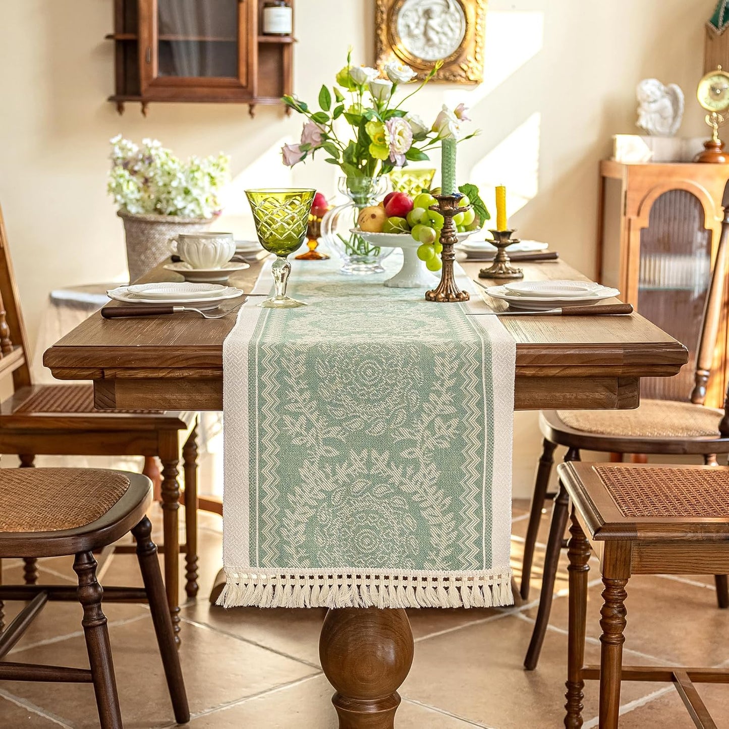 Table Runners 119 Inches,Waterproof Boho Table Runner with Tassel Fringe,Table Runner for Party Coffee Table