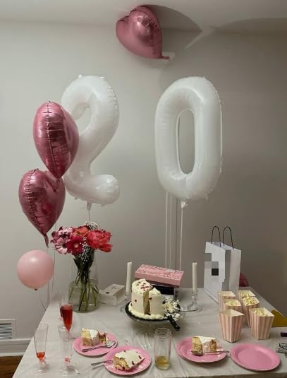 White 40 Inch 0 Number Balloons, 0 Decorations for 10 20 30 40 50 60 70 80 90 100 Birthday, White Foil Giant Birthday Graduations Anniversary Party Balloon