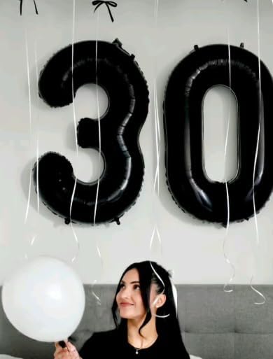 Black Number 30 Balloon, 40 Inch, Birthday Party Decorations, Graduation Supplies
