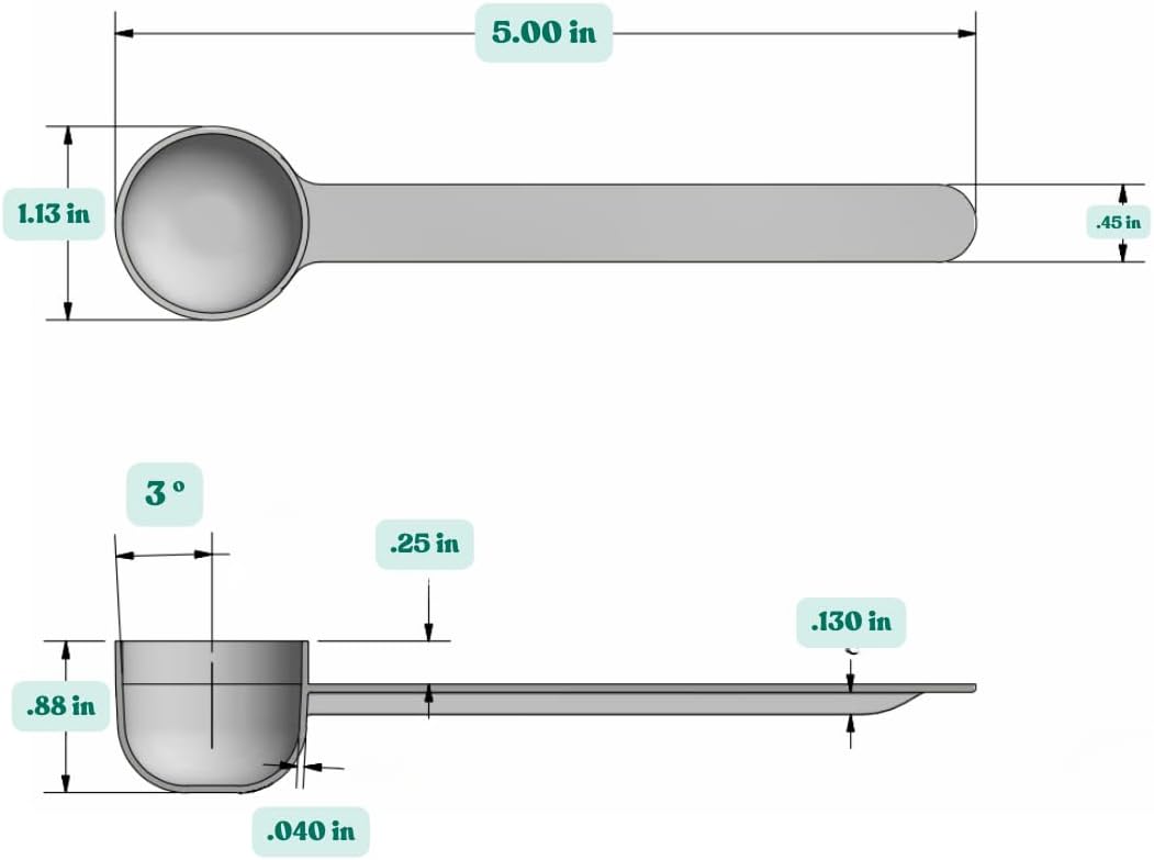 2 Teaspoon (2/3 Tablespoon | 10 mL) Long Handle Rounded Scoop for Measuring Coffee, Pet Food, Grains, Protein, Spices and Other Dry Goods (Pack of 1)