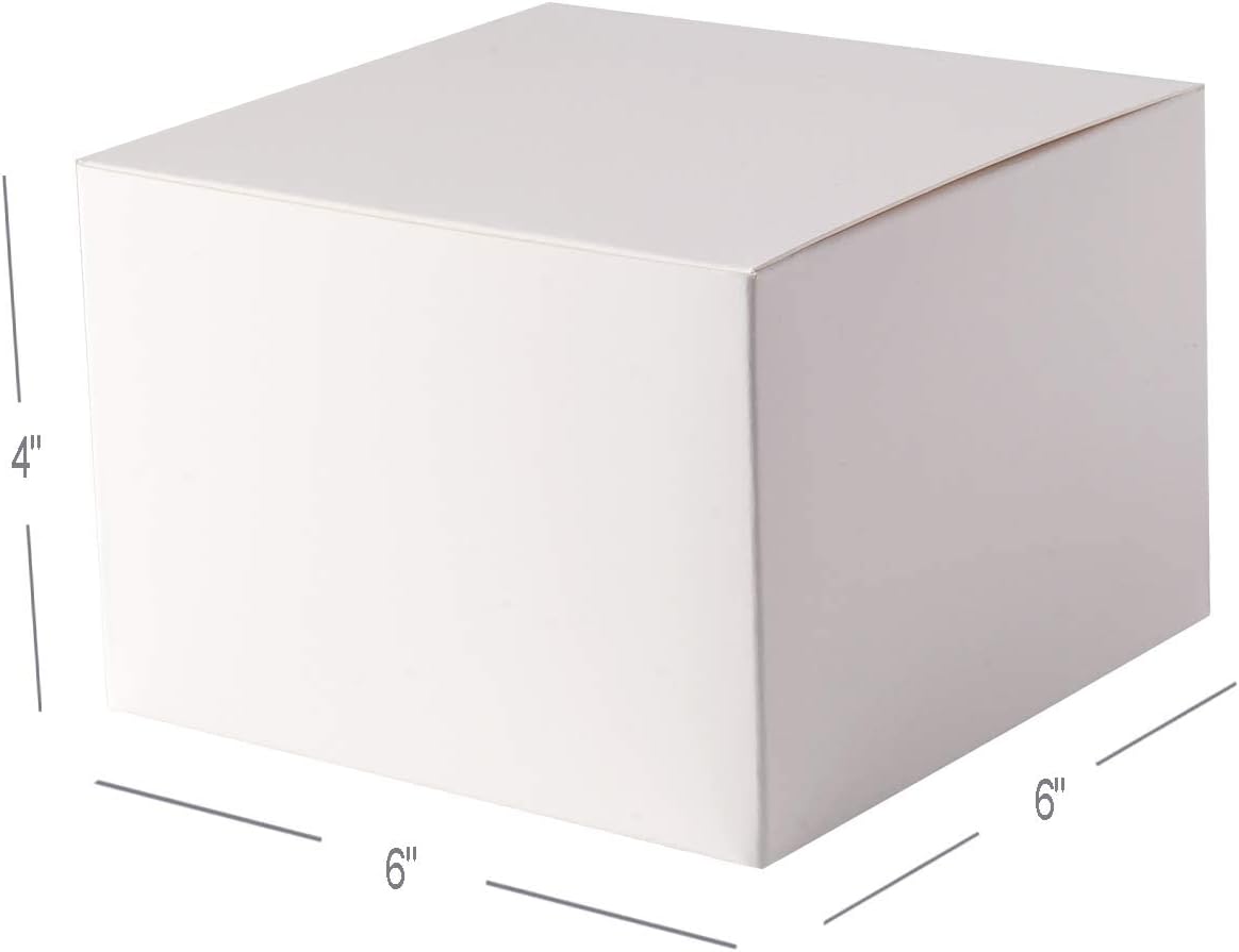 GEFTOL Gift Box 10 Pack 6 x 6 x 4 inches Fold Box Paper Gift Box Bridesmaids Proposal Box for Bridal Birthday Party Christmas（White）