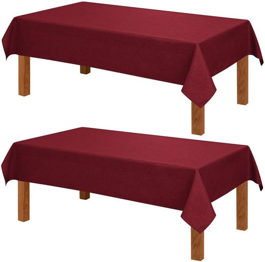 Hiasan 2 Pack Faux Linen Red Square Tablecloth - Wrinkle and Stain Resistant Washable Table Cloth for Kitchen Dining Room Holiday Table Cover for Party Dinner, 70 x 70 Inch