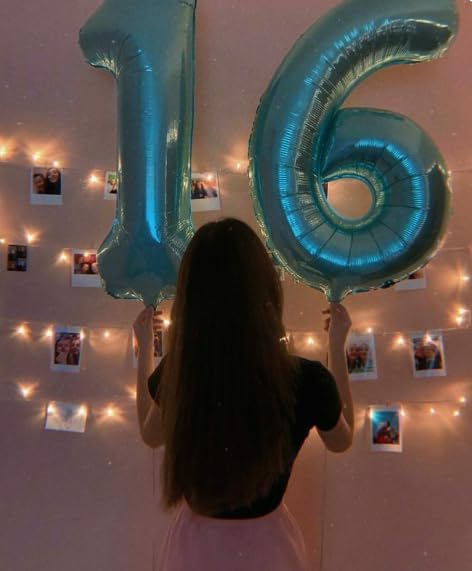 Pearl Blue Foil Number 8 Balloon 40 Inch, Helium Mylar Eight Number 8 18 28 38 48 58 80 88 Birthday Balloons, 8th Pearl Blue Women Men Wedding Anniversary, Graduations Party Supplies