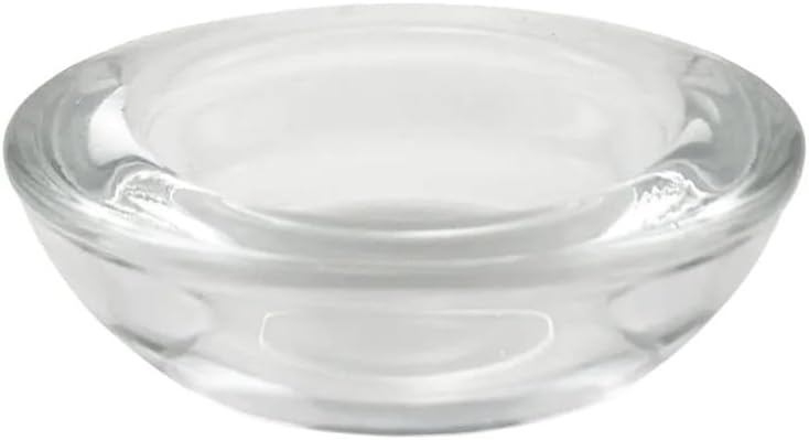 WGV Sturdy Tea Light Votive Candle Holder 3" W, Clear Heavy Thick Chubby Plate Bowl Glass, Small Accent Decor, 1 Pc