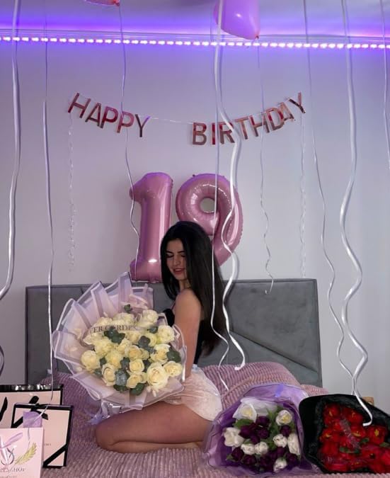Digital Number 7 Pearlescent Pink Birthday Balloon 40 Inch, Foil Balloons for 7 17 27 70 77 Party Decorations Supplies, Pearl Pink Mylar Numbers Balloon for Seven Wedding Anniversary