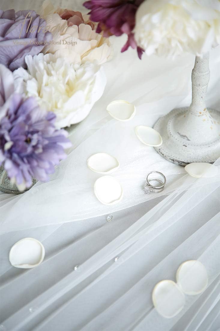 Floroom 500pcs Rose Petals Ivory Faux Silk Flower Petals for Wedding Flower Girl Basket White Aisle Scatter Dinner Table Centerpieces Party Confetti Bridal Shower Romantic Night Decoration