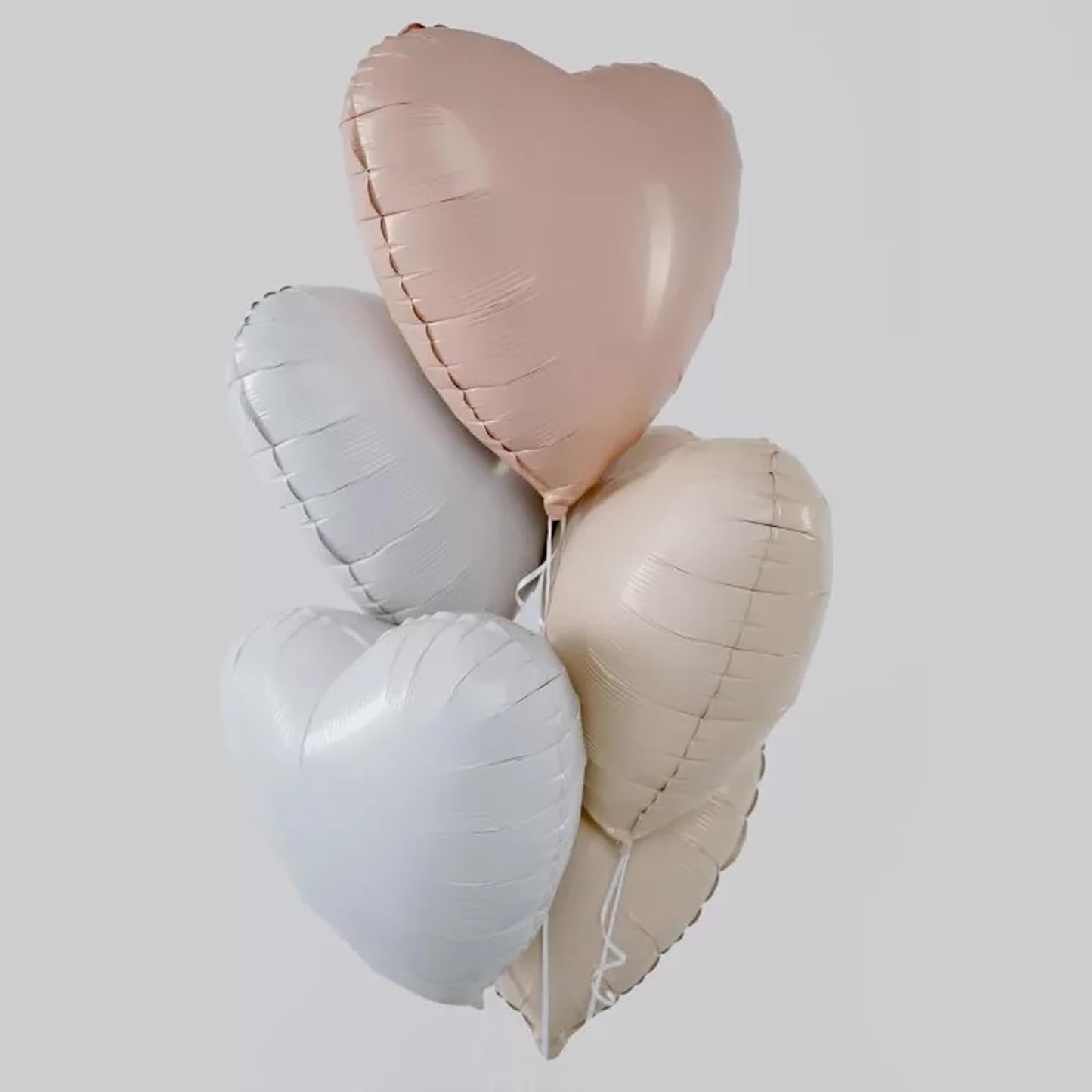Grey White Heart Foil Heart Shaped Balloons, 10PCS White Foil Heart Balloons Valentines 18inch White Love Foil Balloons for Helium Valentine Decorations for White Wedding, Brithday Party, Anniversary