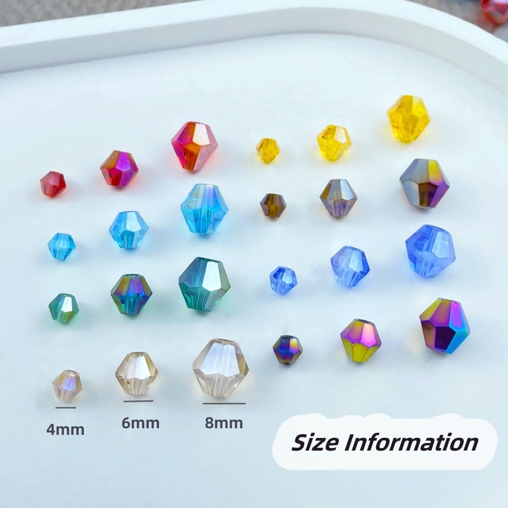 100pcs 8mm Bicone Crystal Glass Beads Loose Spacer Beads Faceted Craft Beads for Jewelry Making DIY Necklace Bracelet Earring Wind Chimes Suncatchers Ornamen(Black AB)