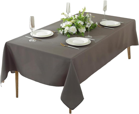 Craft And Party Rectangle Tablecloth, 60 x 126 Inch Charcoal, 8ft Washable Polyester Fabric Tablecloth for Home, Party, Wedding or Restaurant Use