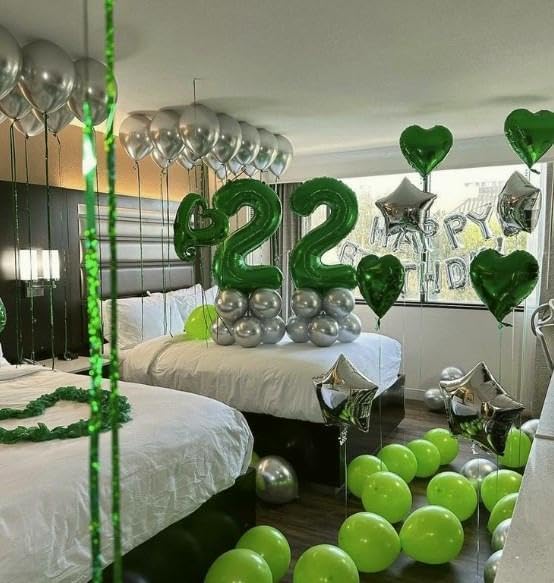 40 Inch Big Green Number 22 Balloon Birthday Decoration, Number 22 Helium Balloon 22 Celebration, Boy Girl Baby Anniversary Party Graduations Supplies Decorations